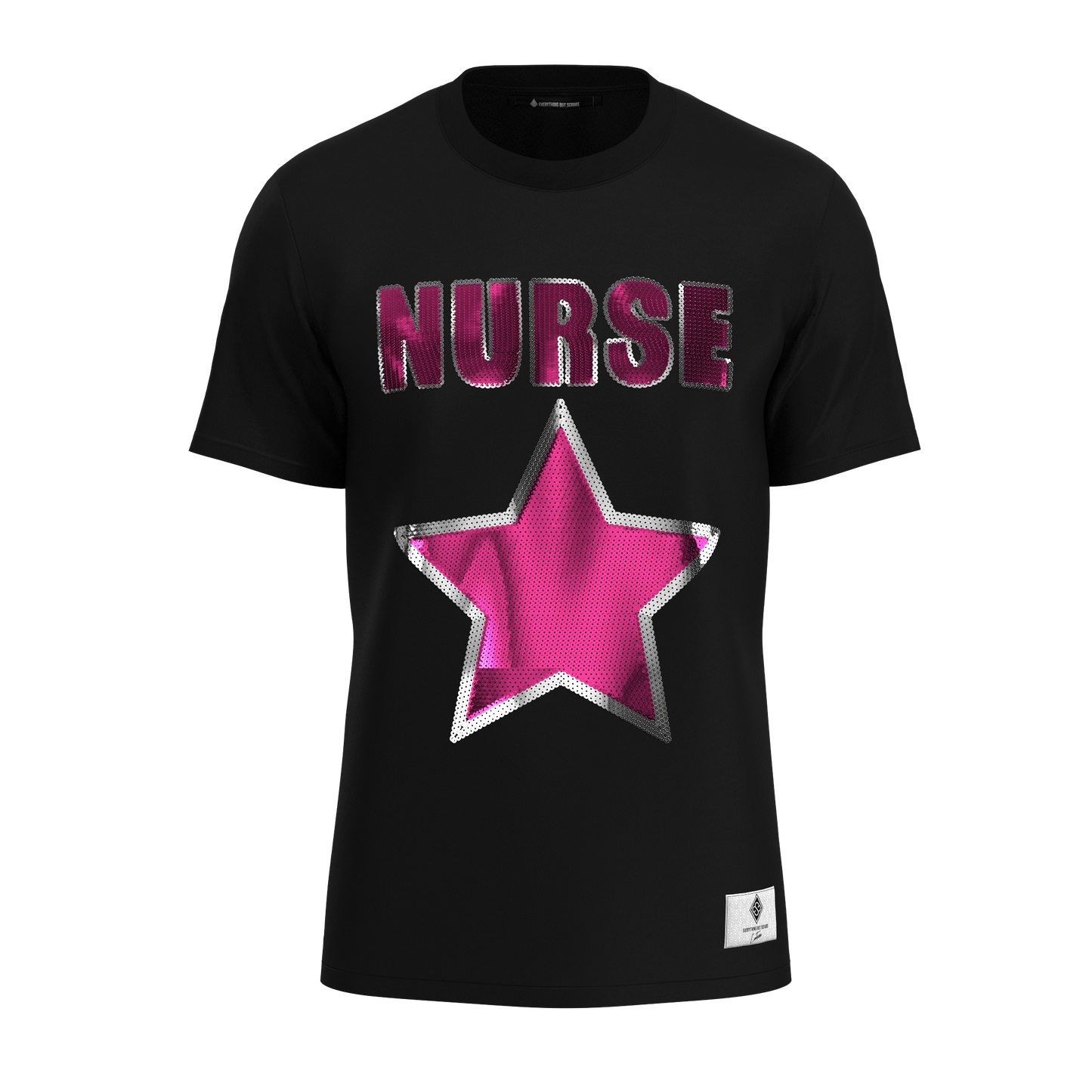 Nurse Star Sequin T-Shirt Black/Pink