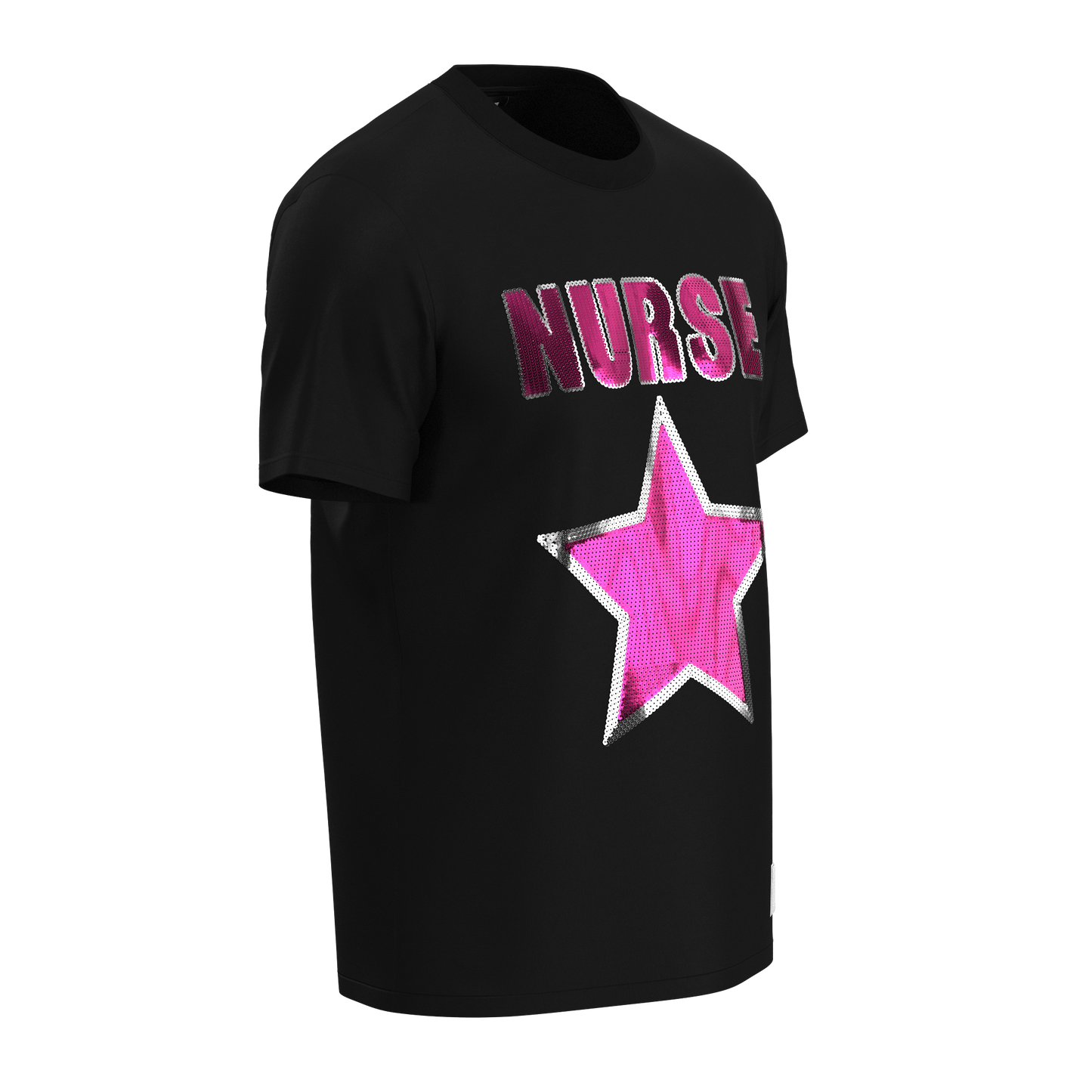 Nurse Star Sequin T-Shirt Black/Pink