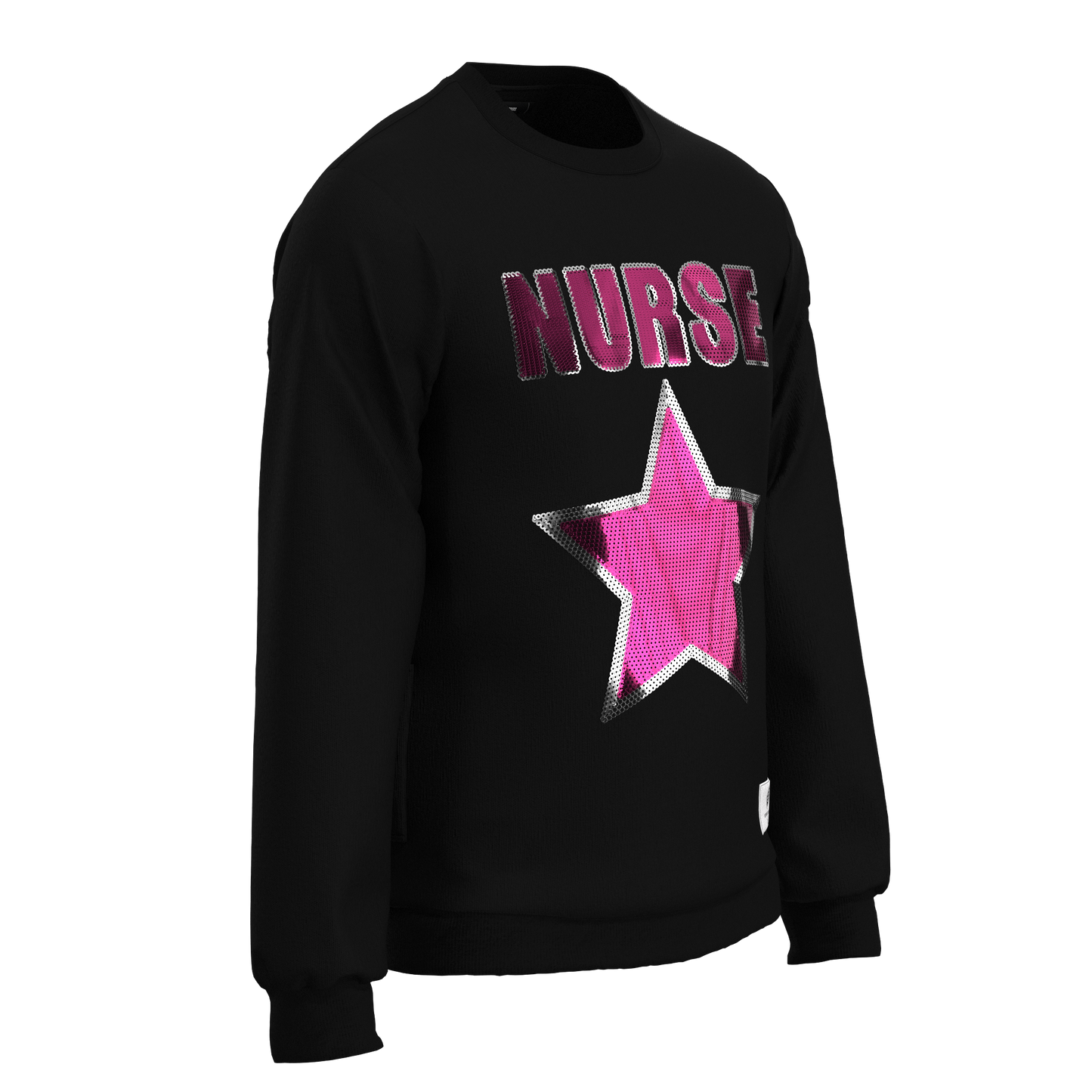 Nurse Star Sequin Sweatshirt Black/Pink