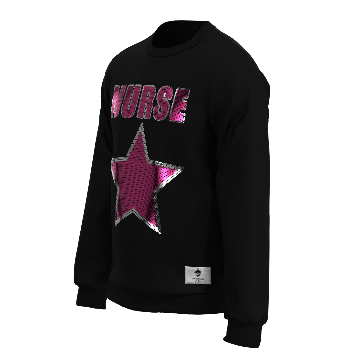 Nurse Star Sequin Sweatshirt Black/Pink