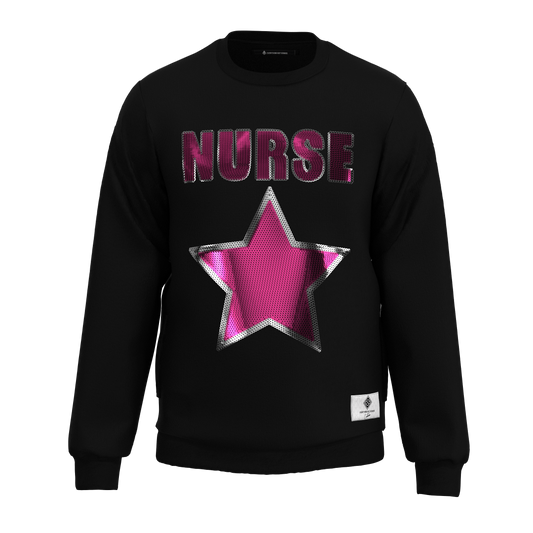 Nurse Star Sequin Sweatshirt Black/Pink