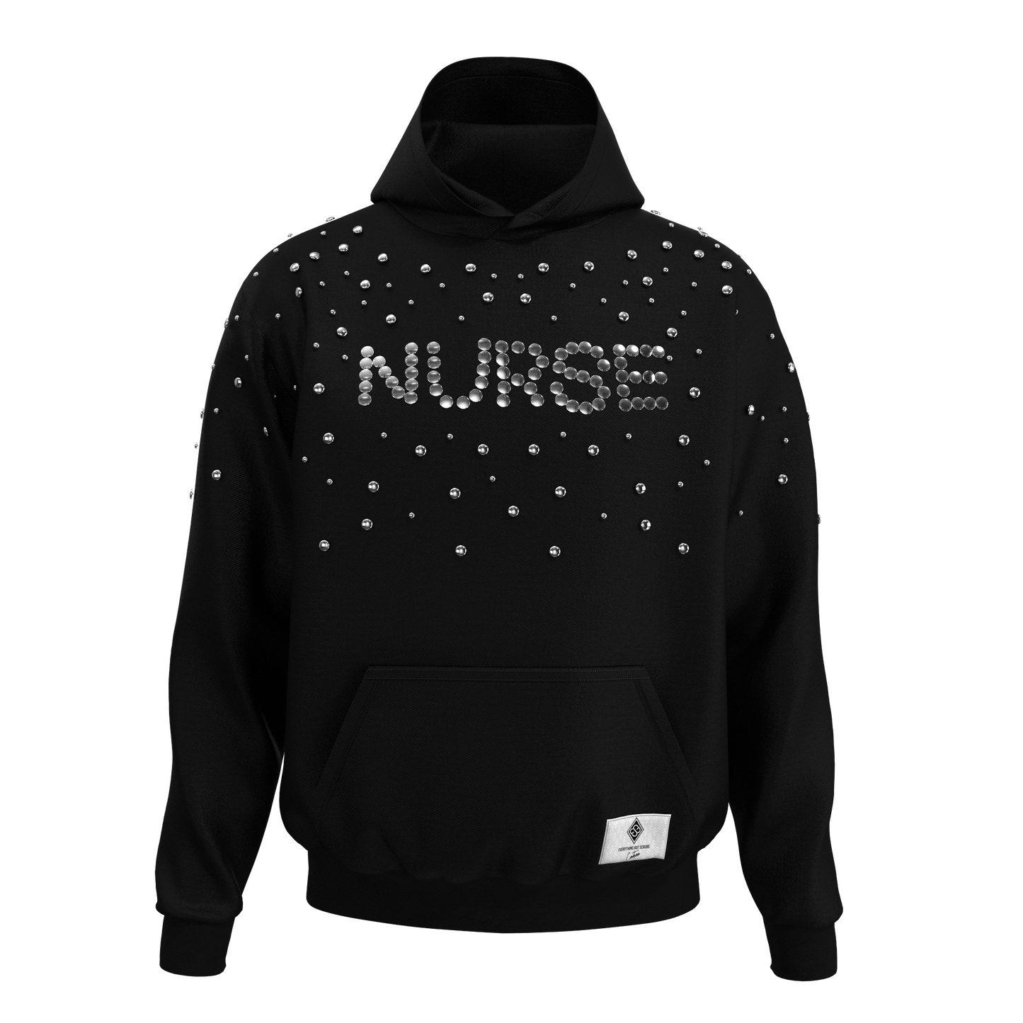 Nurse Gunmetal Studded Black Hoodie