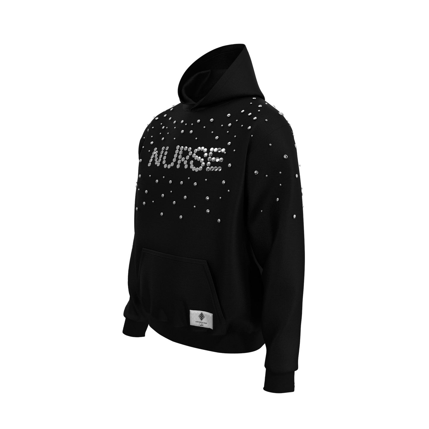 Nurse Gunmetal Studded Black Hoodie