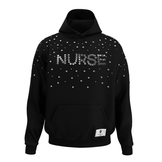 Nurse Gunmetal Studded Black Hoodie