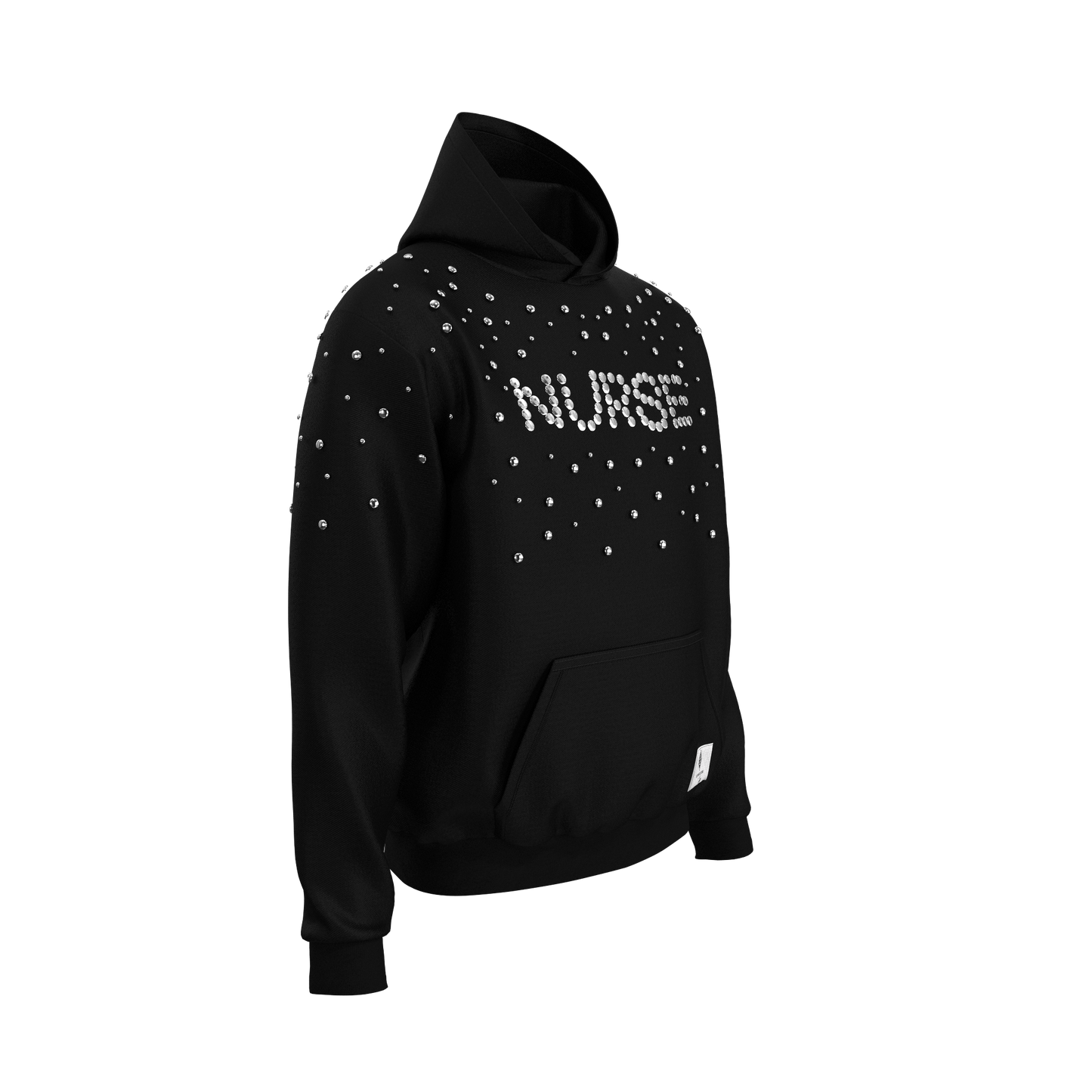 Nurse Gunmetal Studded Black Hoodie